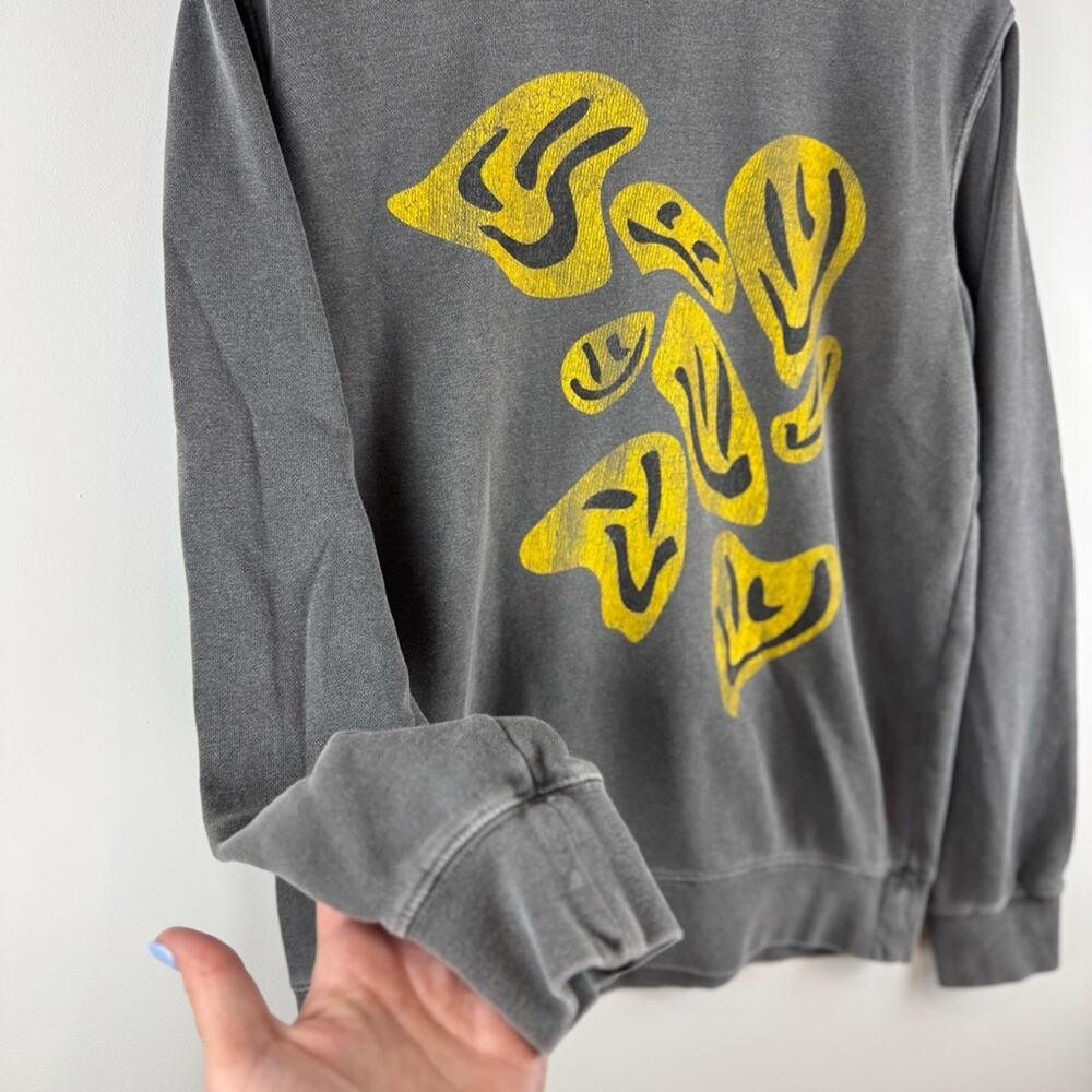 Girl Dangerous Women’s YELLOW PSYCHEDELIC SMILES Crew Neck Sweatshirt ~ S - Picture 3 of 12